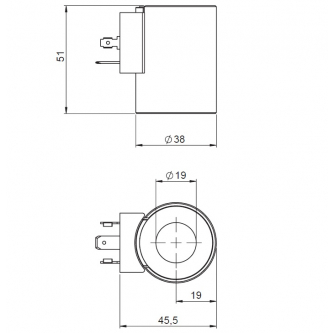 Coil 26VDC 24W fi19 h = 51mm